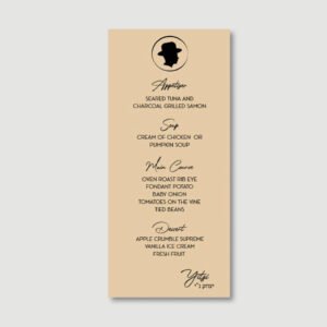 BLACK SILHOUETTE Menu Cards for Bar Mitzvah