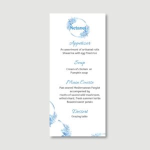 BLUE WREATH Menu Card for Baby Boy