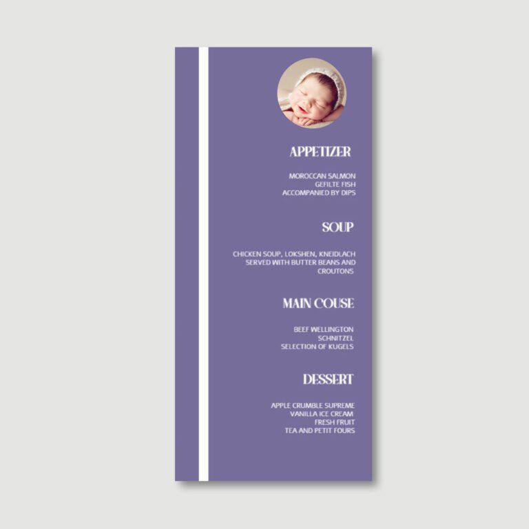 Baby Girl Menu Card - Chameleon