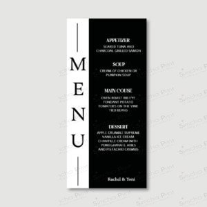 Classic Menu Cards for Wedding/Sheva Brachot