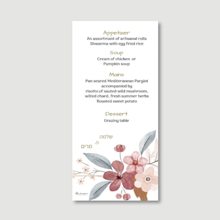 Wedding Menu Card - Floral Frame