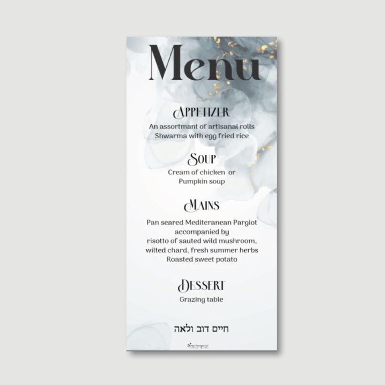 Wedding Menu Card - Floral Grey