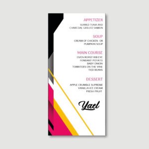 Geometric Pink Menu Cards for Bat Mitzvah