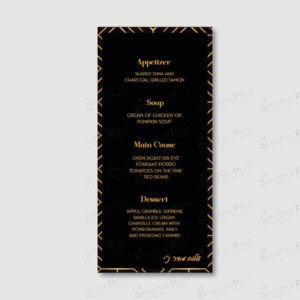 GEOMETRIC GOLD Menu Cards for Bar Mitzvah