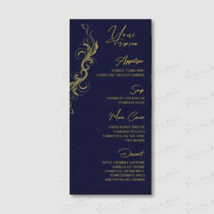 GOLD SWIRL Menu Cards for Bar Mitzvah