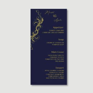 Gold Swirl Menu Cards for Wedding/Sheva Brachot