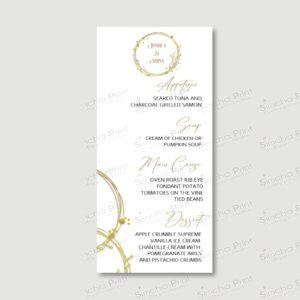 GOLD WREATH Menu Cards for Wedding/Sheva Brachot