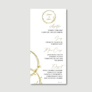 Wedding Menu Card - Gold Wreath