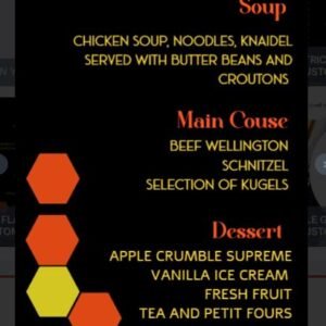 HEXAGON FLAME Menu Cards for Bar Mitzvah