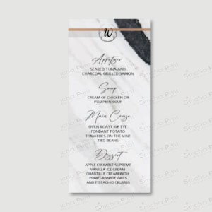 Marble Chic Menu Cards for Wedding/Sheva Brachot