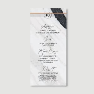 Wedding Menu Card - Marble Chic