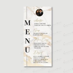 Marble Classic Menu Cards for Wedding/Sheva Brachot