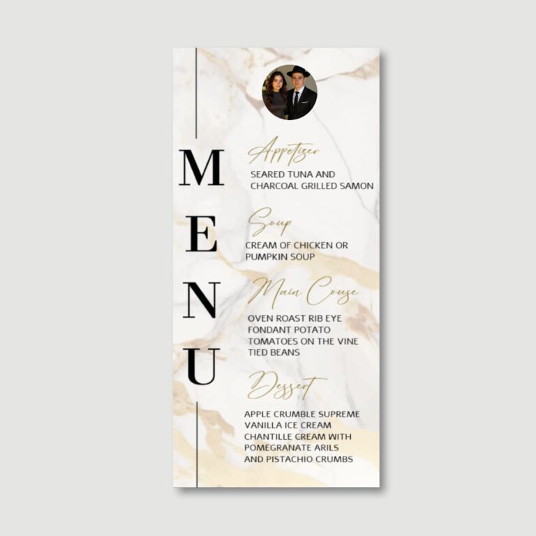Wedding Menu Card - Marble Classic