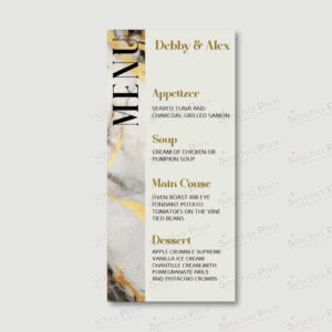 MARBLE GOLD Menu Cards for Wedding/Sheva Brachot