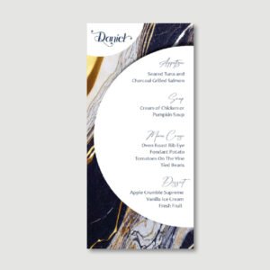 Bar Mitzvah Menu Card - Marble Gold