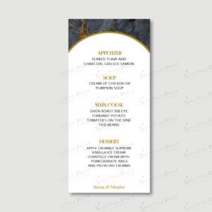 MARBLE GREY Menu Cards for Wedding/Sheva Brachot
