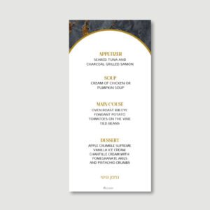 Wedding Menu Card - Marble Grey