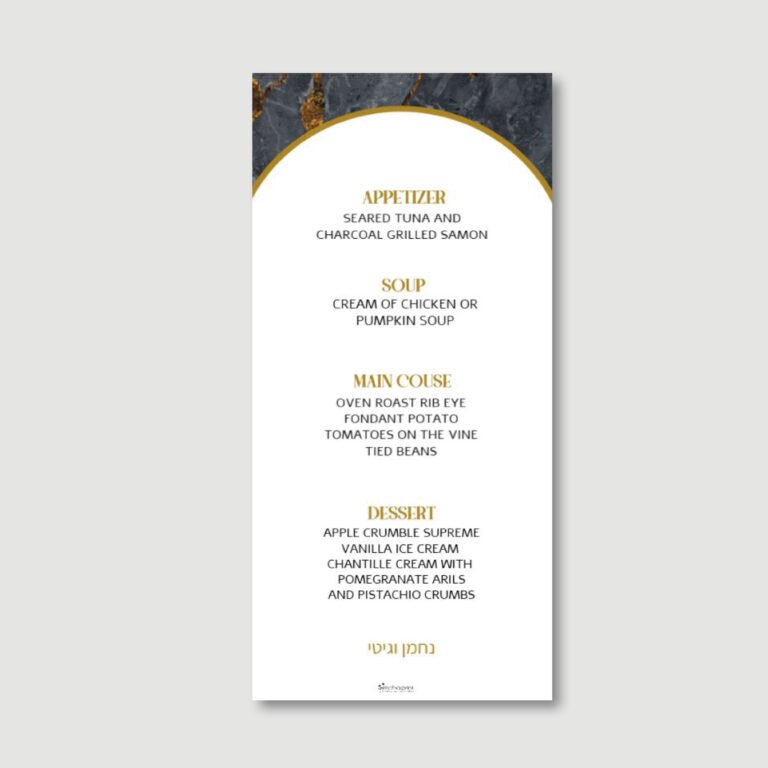 Wedding Menu Card - Marble Grey
