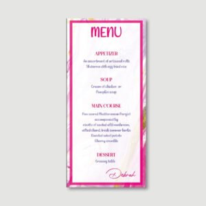 Marble Rose Menu Cards for Bat Mitzvah
