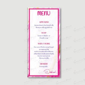 Marble Rose Menu Cards for Bat Mitzvah