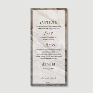 Wedding Menu Card - Mocha Marble