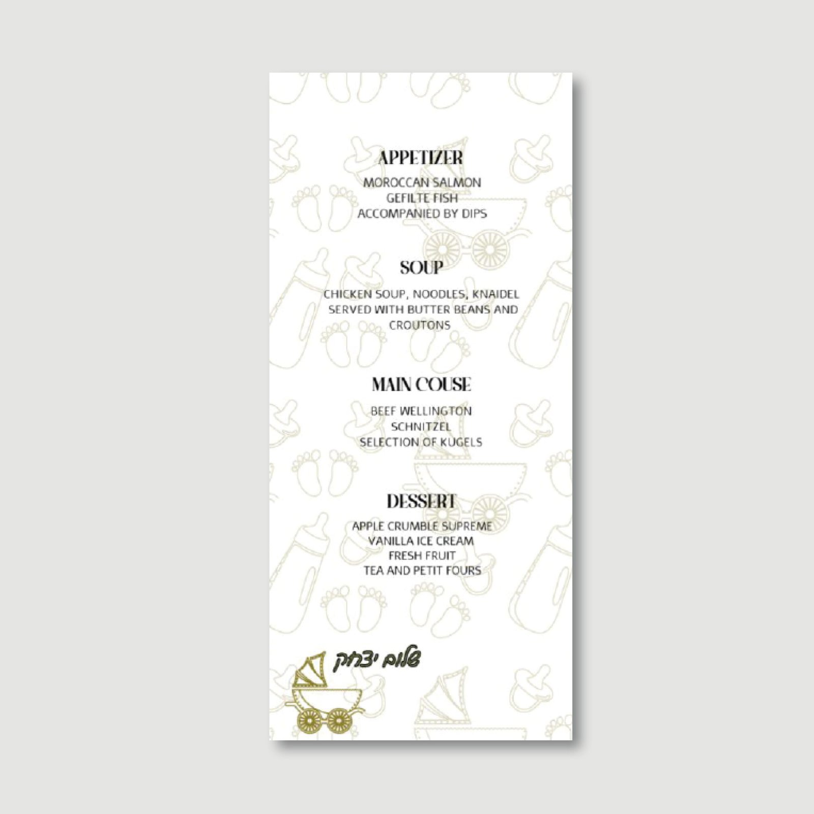 NURSERY MEDLEY Menu Card for Baby Boy