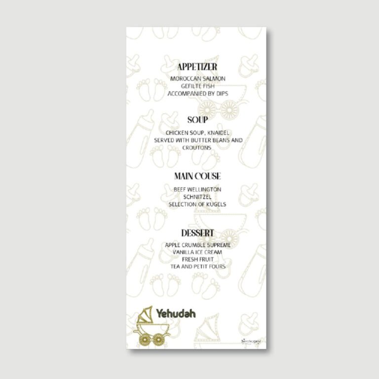 Baby Boy Menu Card - Nursery Medley