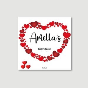 RED HEART Hebrew/English Bencher for Bat Mitzvah
