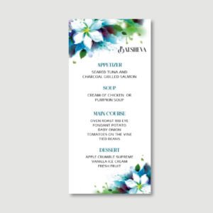 Summer Floral Menu Cards for Bat Mitzvah