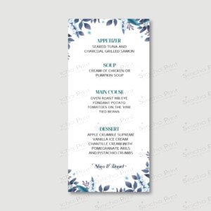 SUMMER LEAVES Menu Card for Wedding/Sheva Brachot