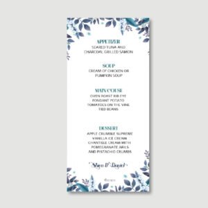Wedding Menu Card - Summer Leaves