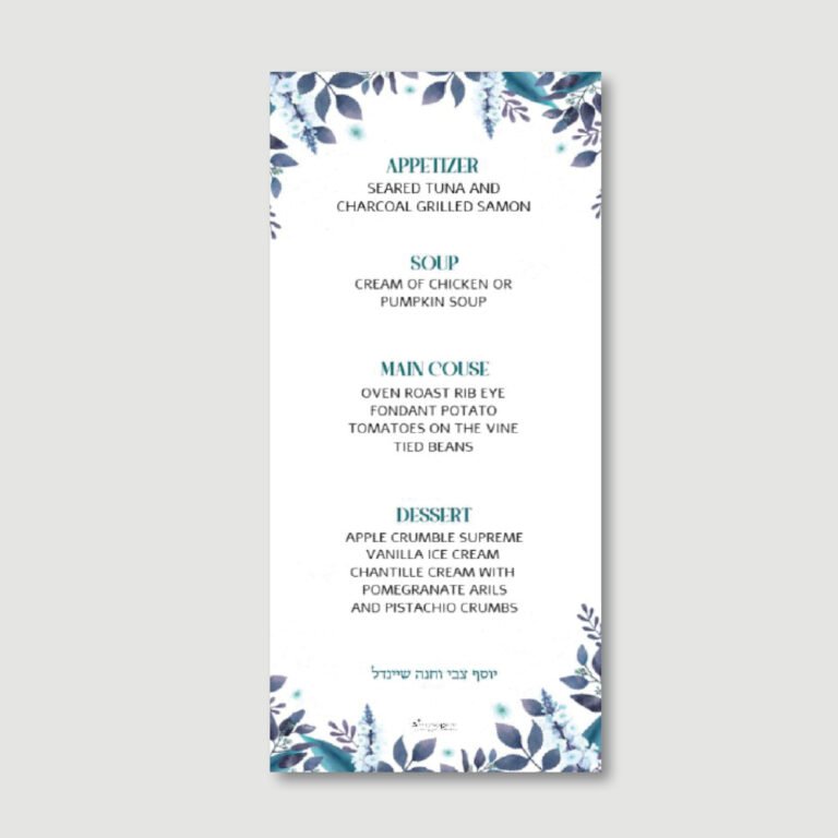 Wedding Menu Card - Summer Leaves