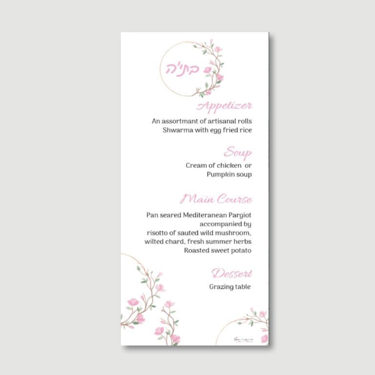 Baby Girl Menu Card - Summer Wreath