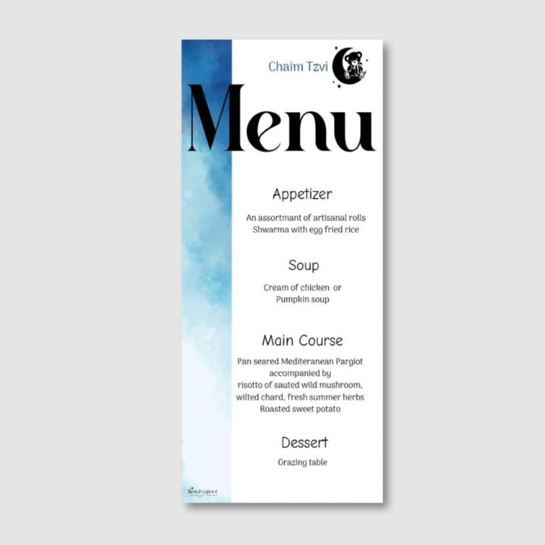 Baby Boy Menu Card - Twinkle Sky